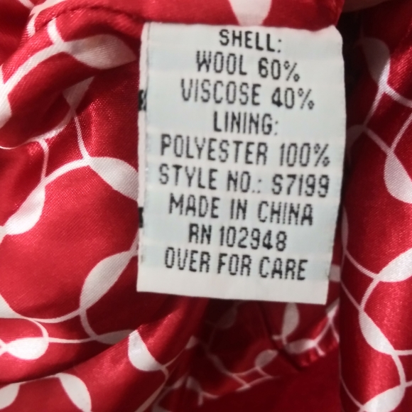 Tulle cherry red wool blend double breasted jacket - Picture 7 of 8